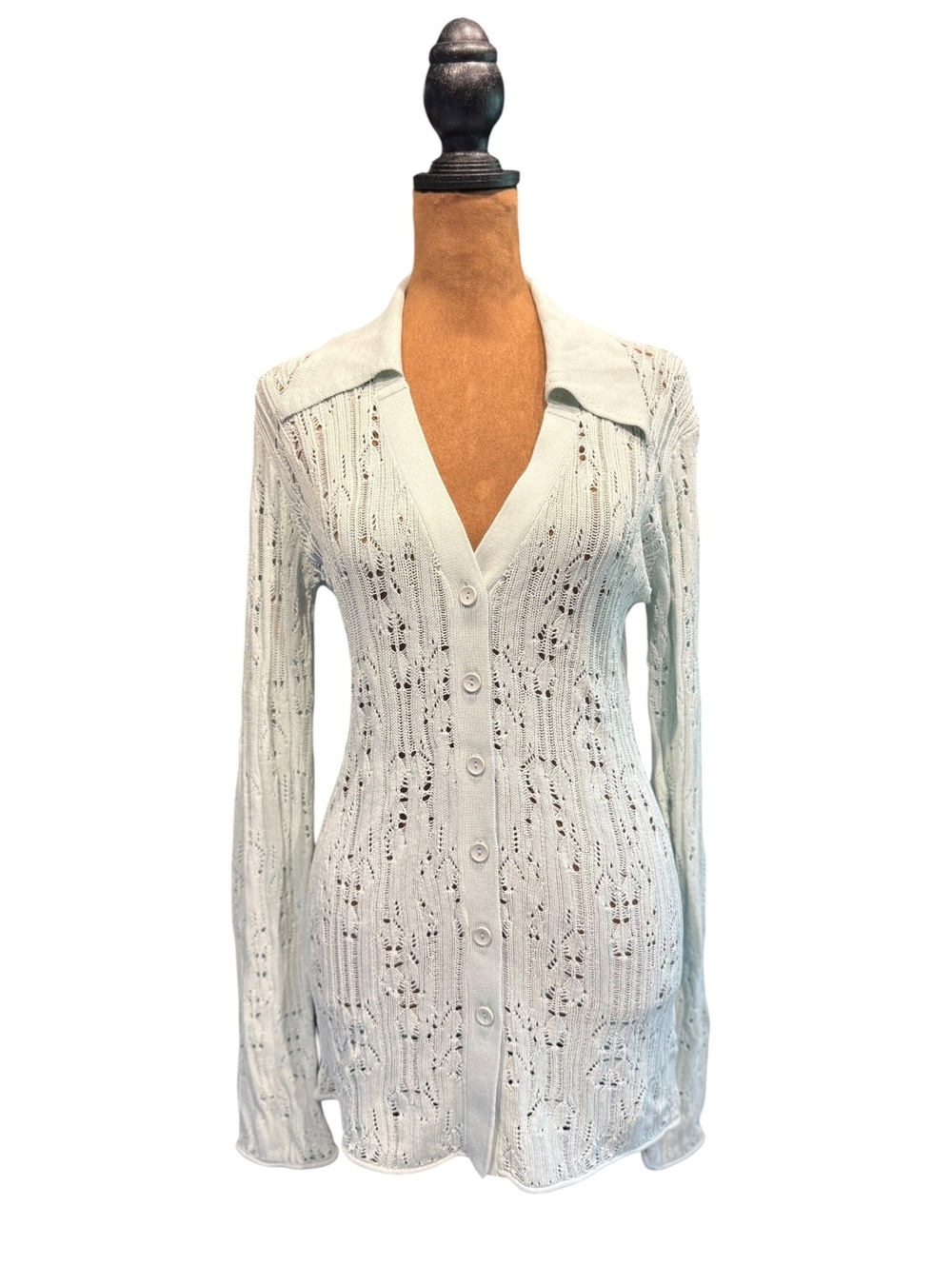 Joie Lightweight Button-Up Knit Sweater Cardigan in Soft Sea
